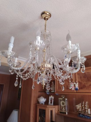 2 Lámparas de salón doradas y cristal