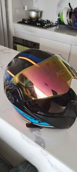 Casco de moto integral con visera espejo