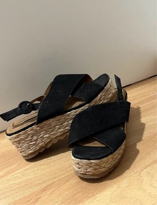Sandalias Corina Esparto Talla 38 Negras