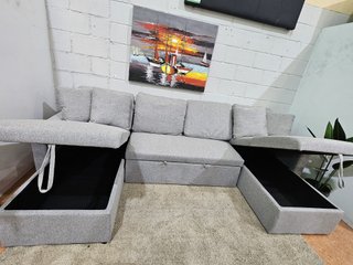 Sofá Cama Gris Doble Chaiselongue