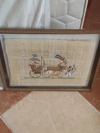 Cuadro antiguo Egipto Papyrus pareja
