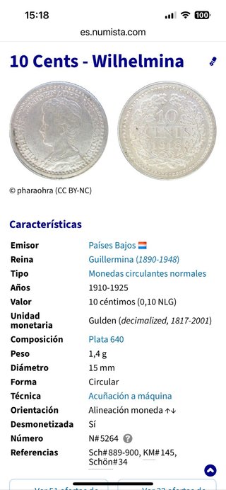 Lote 10 Monedas Plata Países Bajos
