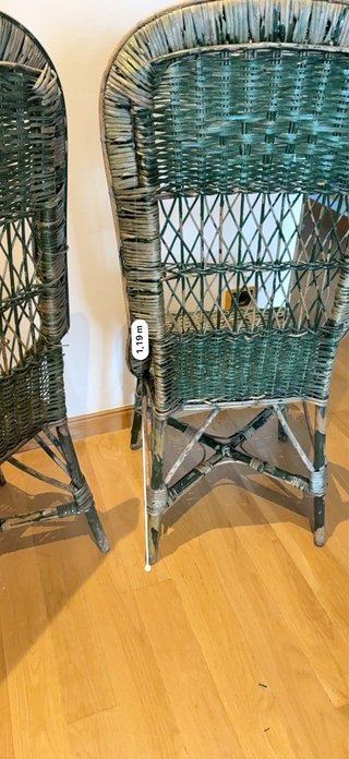 Juego de 4 Sillas de Mimbre Verdes