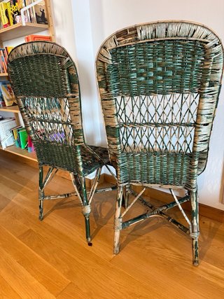 Juego de 4 Sillas de Mimbre Verdes
