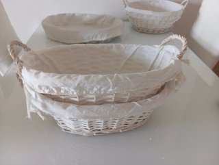 Pack 4 cestas mimbre blancas