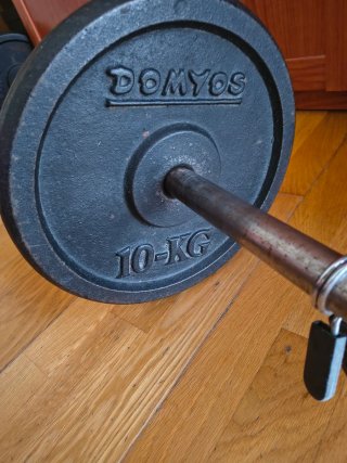 Barra Musculación de 155cm con 2 discos de 10kg