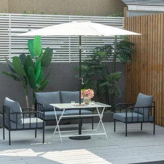 Mesa Jardín Plegable Metal Vidrio 110x70 Blanca