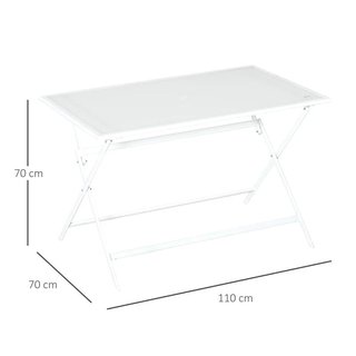 Mesa Jardín Plegable Metal Vidrio 110x70 Blanca