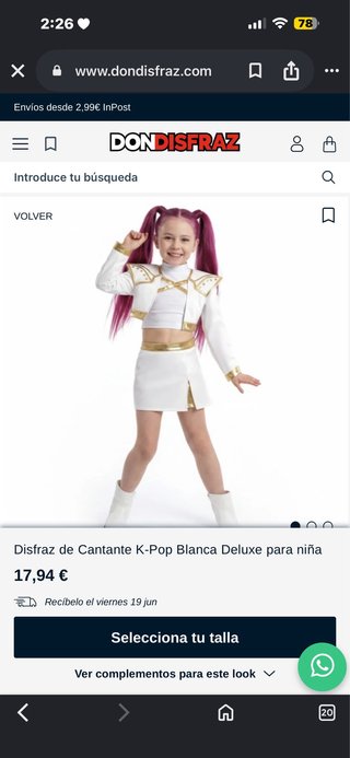 Disfraz K-Pop Blanca Deluxe Niña