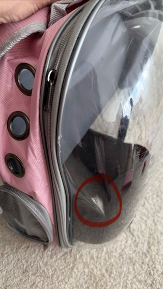 Transportín para gatos transparente y rosa