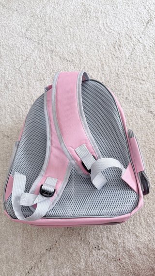 Transportín para gatos transparente y rosa