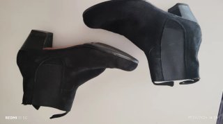 Botines de Ante negro Tacón Cubano 5cm flamenco
