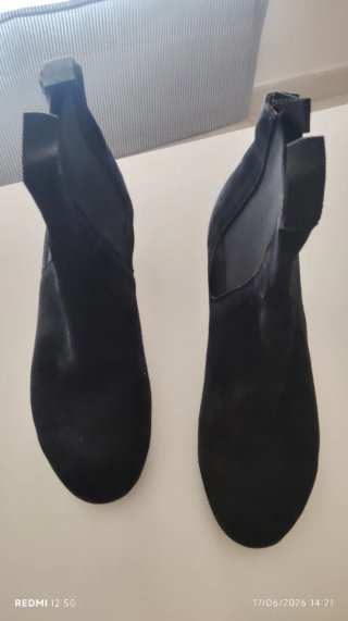 Botines de Ante negro Tacón Cubano 5cm flamenco
