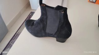 Botines de Ante negro Tacón Cubano 5cm flamenco