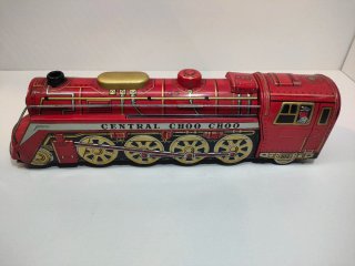 Locomotora antigua hojalata Central Choo Choo