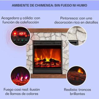 Chimenea Eléctrica Kalestein Piedra y Madera
