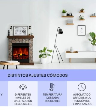 Chimenea Eléctrica Kalestein Piedra y Madera