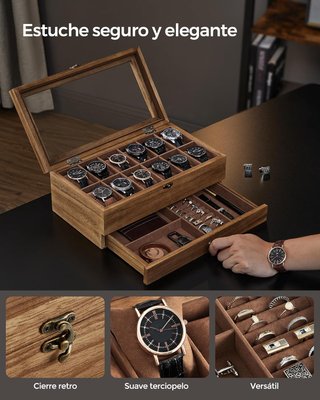 Joyero SONGMICS Terciopelo Espejo Cajones relojes