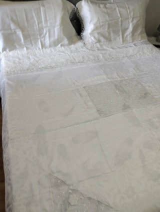 Biancheria letto raso seta pizzo