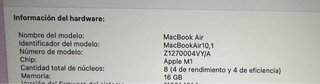 Apple MacBook Air 13 M1 16GB Plata