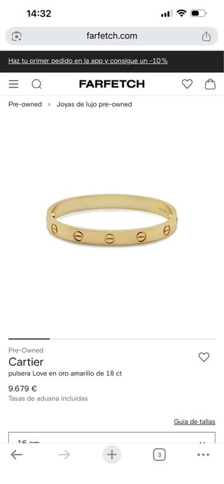 Pulsera Cartier Oro 18k