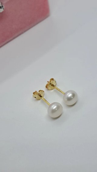Pendientes Perla Cultivada Plata 925 Dorado