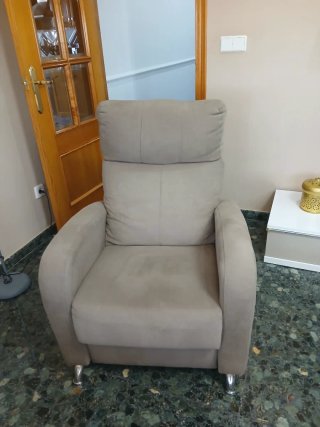 Sillón relax manual tela marrón