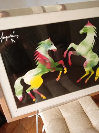 Quadro Vernis Tecnica Mista Cavalli