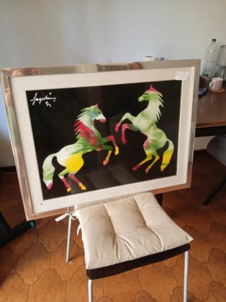Quadro Vernis Tecnica Mista Cavalli