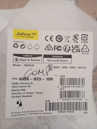 Cuffie Jabra Evolve 20 Nere