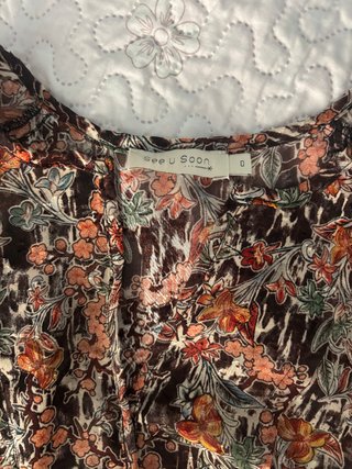 Vestido floral manga larga forrado