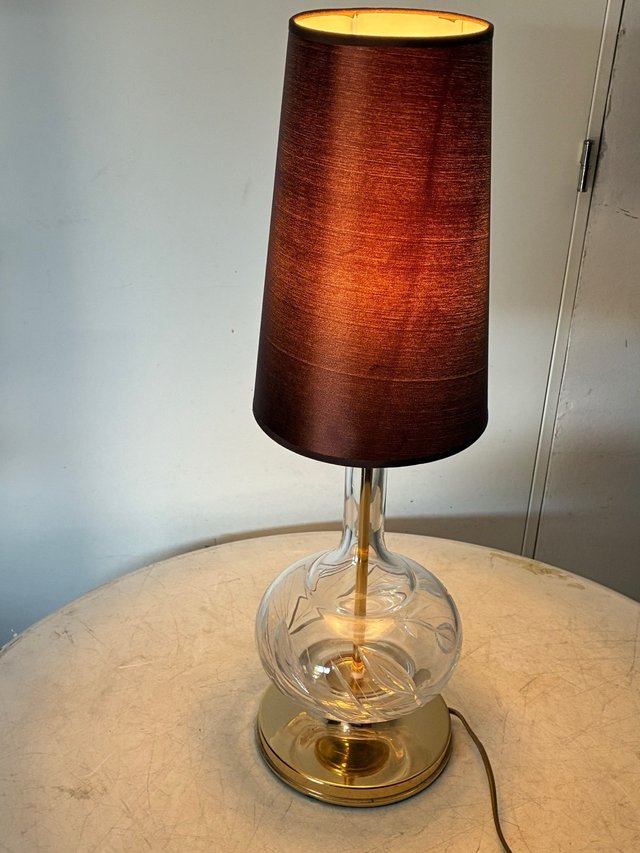 Lámpara de mesa vintage cristal y metal