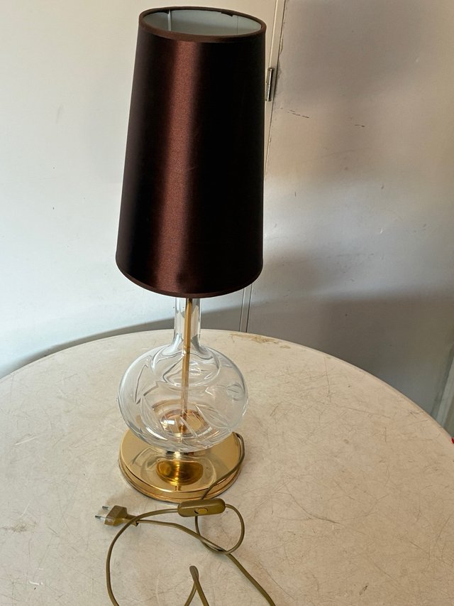 Lámpara de mesa vintage cristal y metal