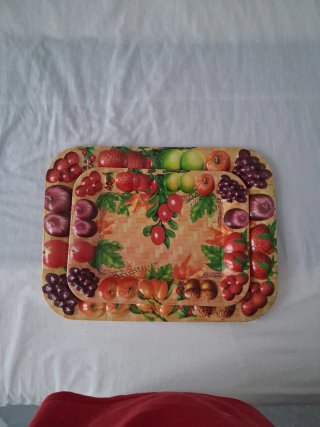 Juego de 2 bandejas decorativas frutas