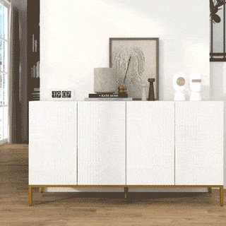 Aparador Moderno con 4 Puertas Amortiguadas Blanco