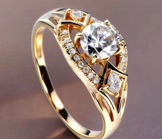 Anillo de acero inoxidable chapado en oro