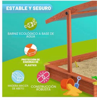 Arenero Madera Infantil 140x140x120 con Techo