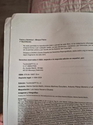 Física y Química I, 1o Bachillerato