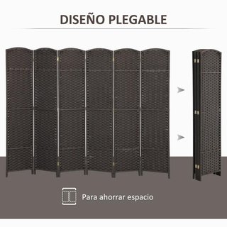 Biombo Separador 6 Paneles Marrón 240x170cm