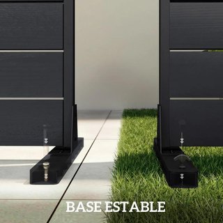 Biombo 6 Paneles HDPE Negro Soporte Efecto Madera