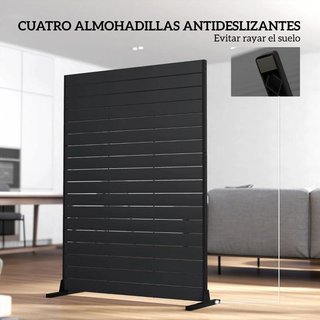 Biombo 6 Paneles HDPE Negro Soporte Efecto Madera