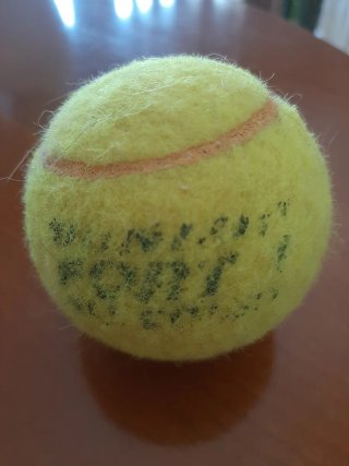 Pelota de tenis con firma