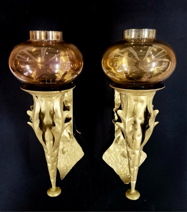 Pareja Apliques Modernistas Art Nouveau Cristal