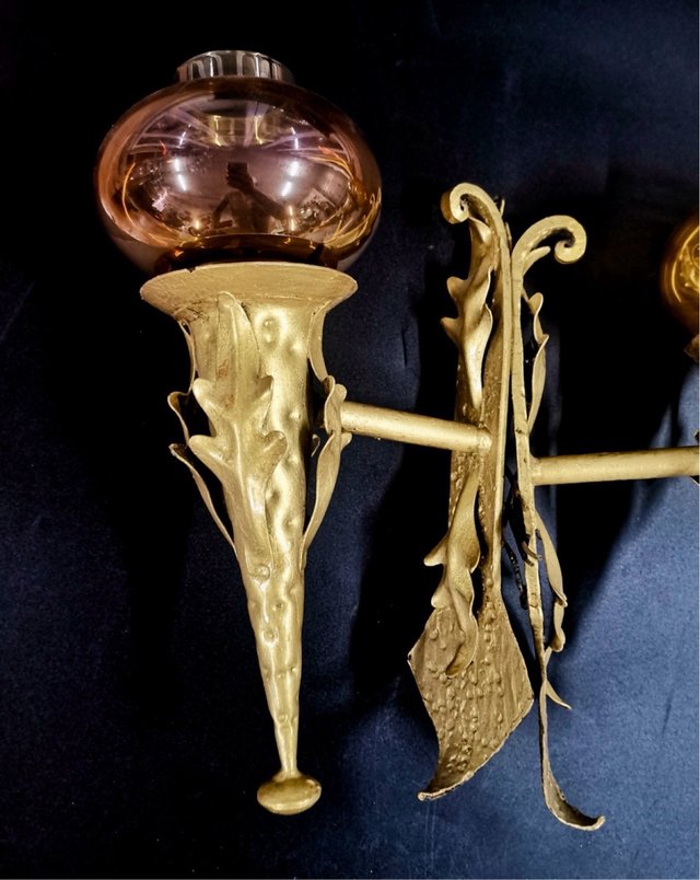Pareja Apliques Modernistas Art Nouveau Cristal