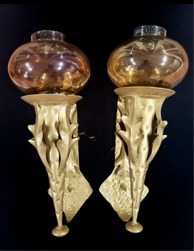 Pareja Apliques Modernistas Art Nouveau Cristal