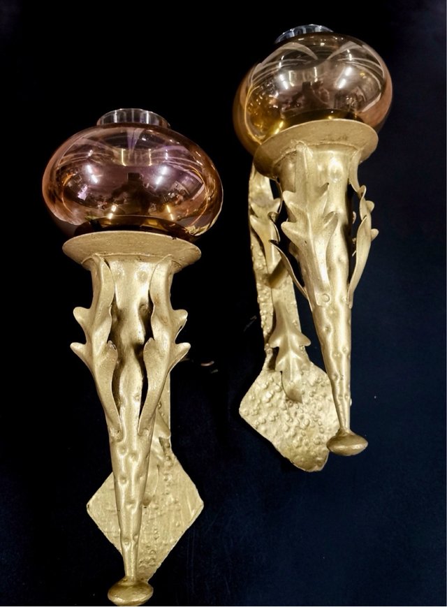 Pareja Apliques Modernistas Art Nouveau Cristal