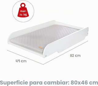 Cambiador de bebé + acolchado gris