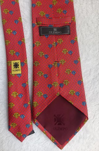 Corbata Olimpo Seda Roja Estampada
