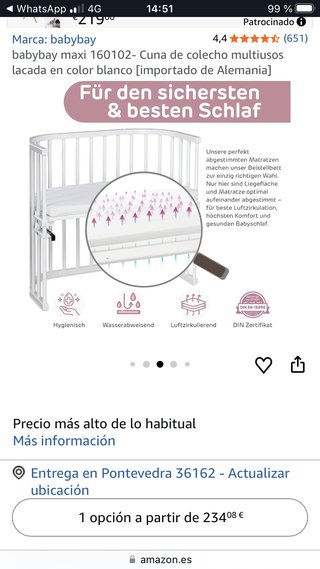 Cuna de colecho babybay maxi blanca