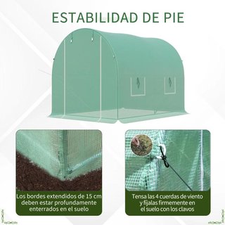 Invernadero Túnel Grande 3x2x2 con 4 Ventanas